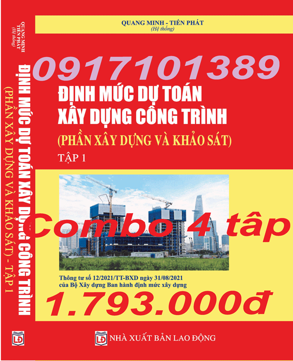 Thông tư 12/2021/TT-BXD ĐỊNH MỨC DỰ TOÁN XÂY DỰNG CÔNG TRÌNH 2021 combo 4 tập