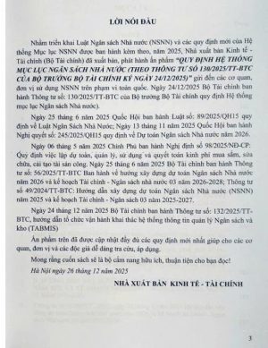 QUY ĐỊNH HỆ THỐNG MỤC LỤC NGÂN SÁCH NHÀ NƯỚC (THEO THÔNG TƯ 130/2025/TT-BTC CỦA BỘ TÀI CHÍNH KÝ NGÀY 24/12/2025)