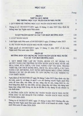 QUY ĐỊNH HỆ THỐNG MỤC LỤC NGÂN SÁCH NHÀ NƯỚC (THEO THÔNG TƯ 130/2025/TT-BTC CỦA BỘ TÀI CHÍNH KÝ NGÀY 24/12/2025)
